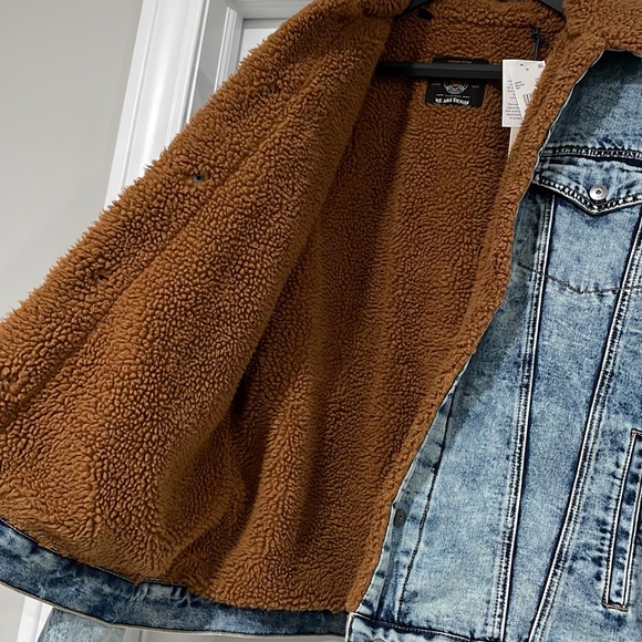 NEW Buffalo David Bitton Blue Mens Acid Wash Sherpa Denim Jacket - Large - Picture 5 of 13